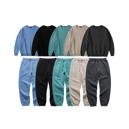 YLS Men 330GSM Fleece Thick Blank Custom Logo Printing Jogger Suit Set Plus Size Private Label Stacked Tracksuits Sweat Suits-meg BEST buys