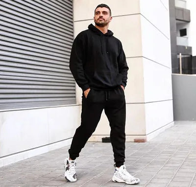 Wholesale Winter Custom logo Jogging Suits Plain Solid Color Hoodie Men Sweatersuit Tracksuit-meg BEST buys