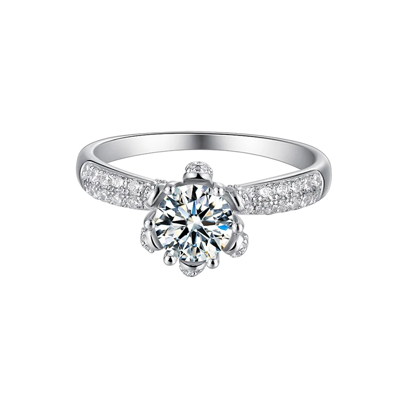 Fine Jewelry Custom logo 1.0ct halo ring 925 sterling silver ring Jewelry Moissanite Diamond women-meg BEST buys
