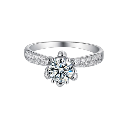 Fine Jewelry Custom logo 1.0ct halo ring 925 sterling silver ring Jewelry Moissanite Diamond women-meg BEST buys