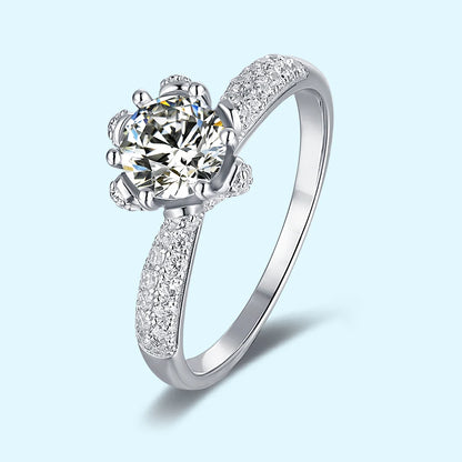 Fine Jewelry Custom logo 1.0ct halo ring 925 sterling silver ring Jewelry Moissanite Diamond women-meg BEST buys