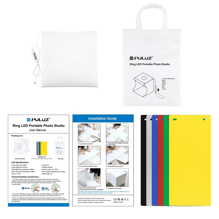 Drop Shipping PULUZ 23cm Ring LED Panel Folding Portable Light Photo Lighting Studio Shooting Tent Box Kit-meg BEST buys