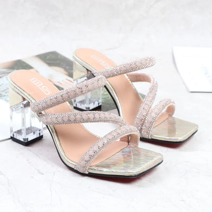 6416-14 Women Summer Casual Strappy Transparent High Heels Sandals Peep Toe Casual Dress Shoes For Ladies Dailywear-meg BEST buys