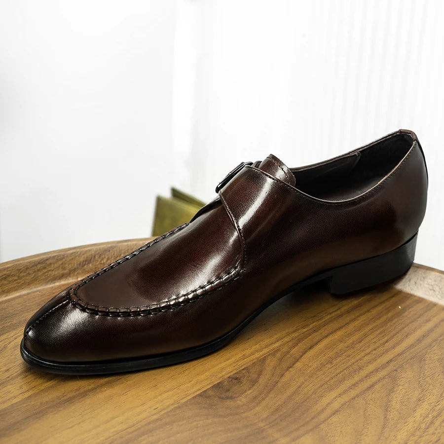 2025 Fashion Monk Shoes RTS Hot Sale Breathable Genuine Leather Men's Dress Shoes-meg BEST buys