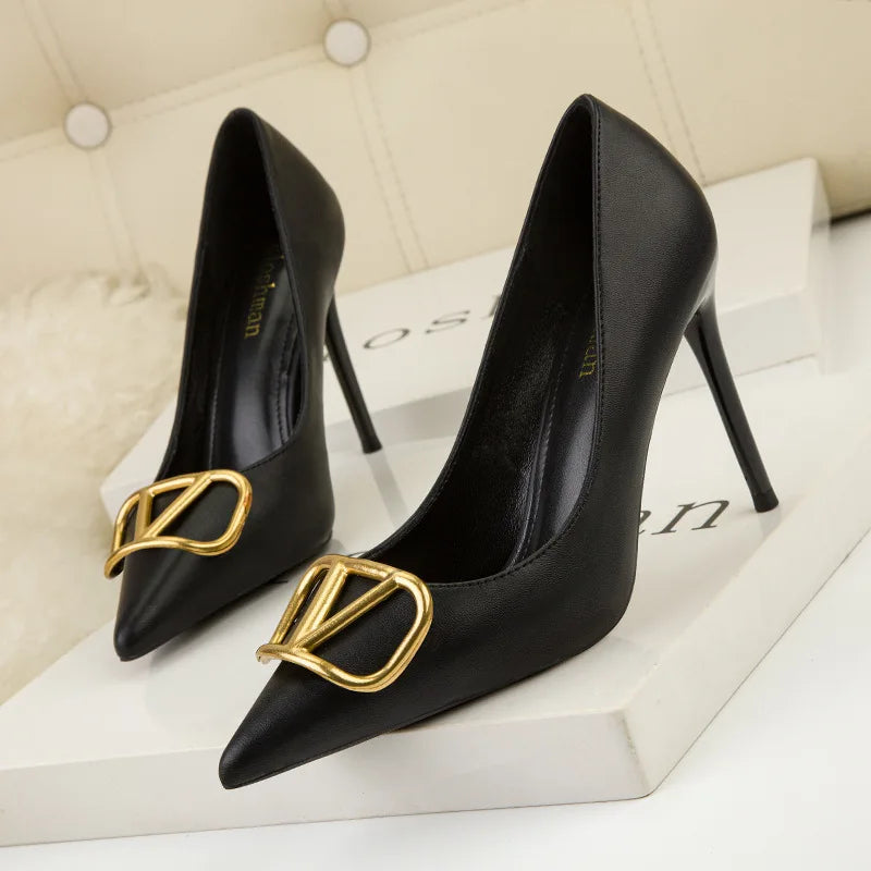 Fashion Women Shallow Pointed-toe High Heels Stilettos Spring Summer Lady Sandals Office Banquet Female Dress Shoes-meg BEST buys