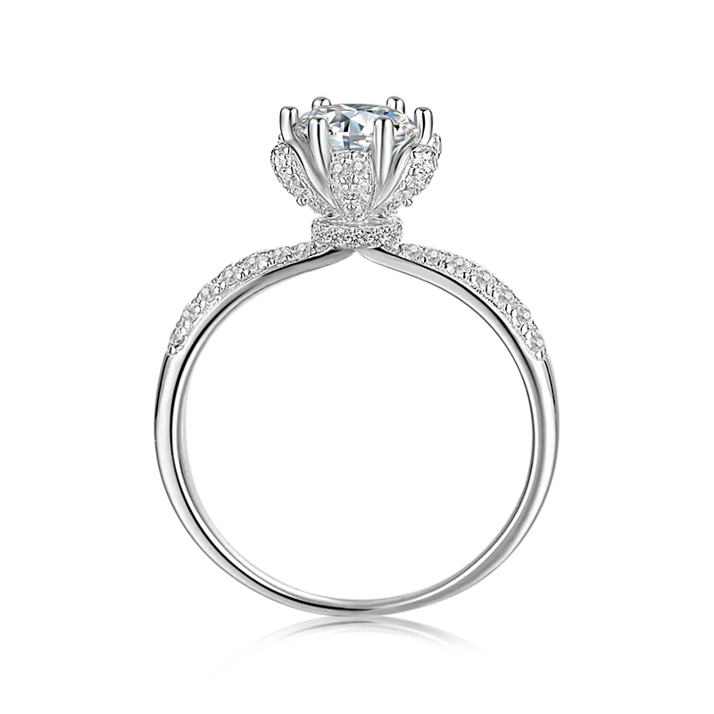 Fine Jewelry Custom logo 1.0ct halo ring 925 sterling silver ring Jewelry Moissanite Diamond women-meg BEST buys
