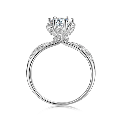 Fine Jewelry Custom logo 1.0ct halo ring 925 sterling silver ring Jewelry Moissanite Diamond women-meg BEST buys