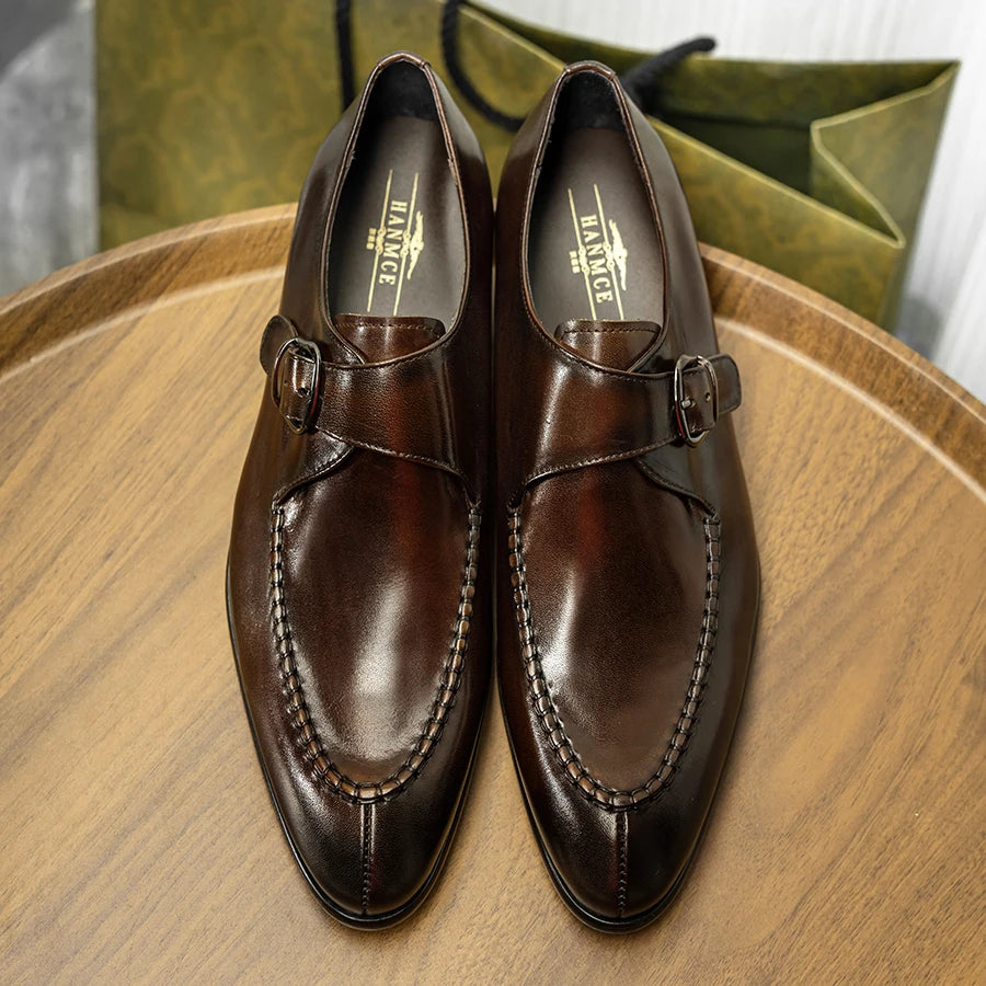 2025 Fashion Monk Shoes RTS Hot Sale Breathable Genuine Leather Men's Dress Shoes-meg BEST buys