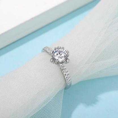 Fine Jewelry Custom logo 1.0ct halo ring 925 sterling silver ring Jewelry Moissanite Diamond women-meg BEST buys