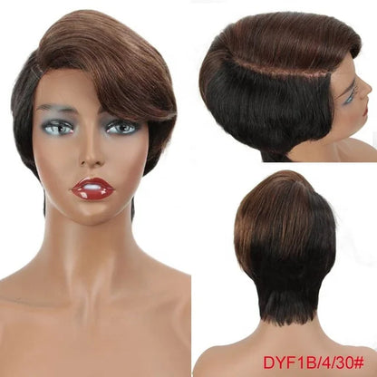 Sleek Short Straight Wigs Pixie Cut Brazilian Remy Human Hair Wigs for Black Woman Human Hair Lace Front Wigs-meg BEST buys