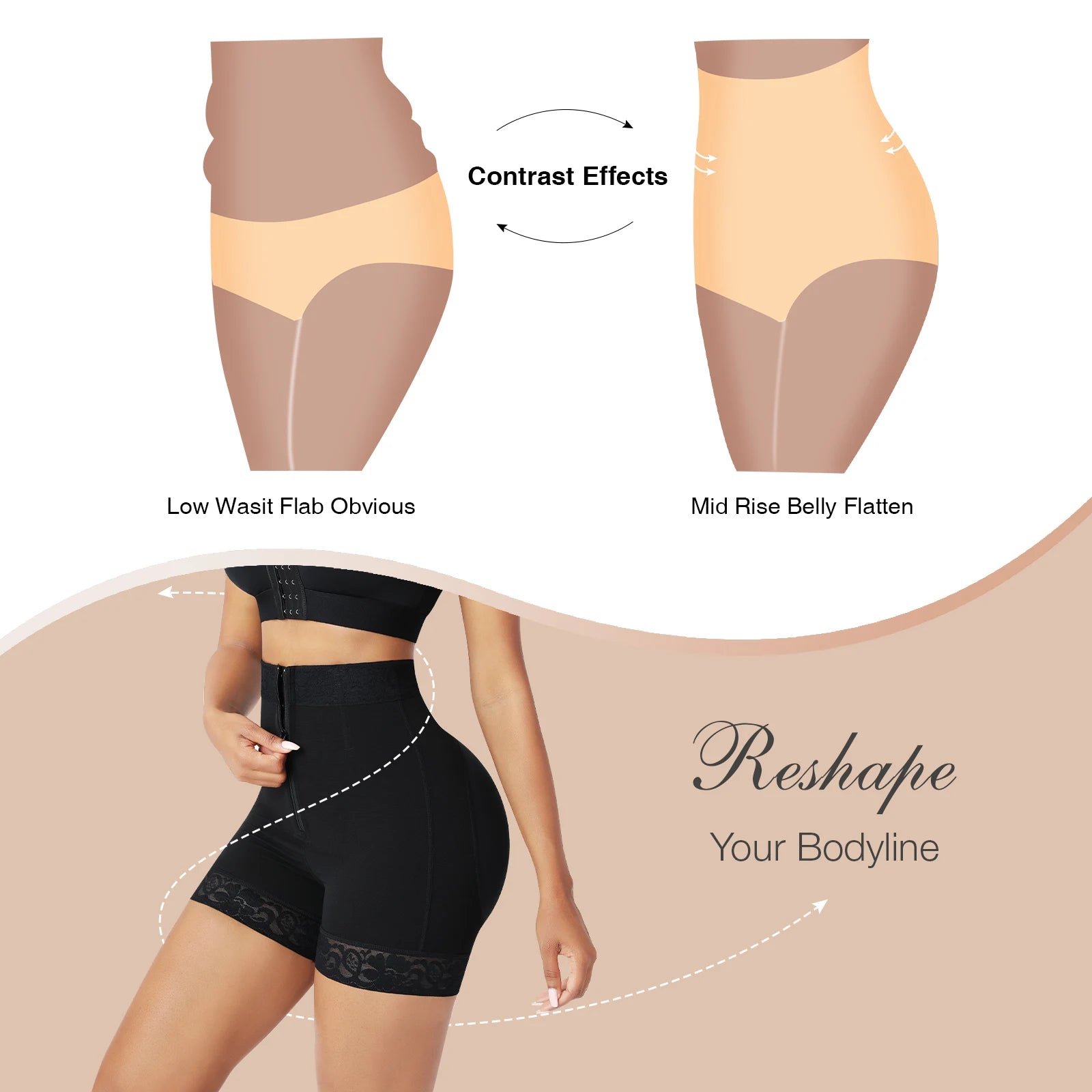 HEXIN New Arrival High Waist Women Body Shaper Zipper Design Compression Seamless Shapewear Butt Lifter Shaper-meg BEST buys
