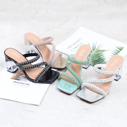 6416-14 Women Summer Casual Strappy Transparent High Heels Sandals Peep Toe Casual Dress Shoes For Ladies Dailywear-meg BEST buys