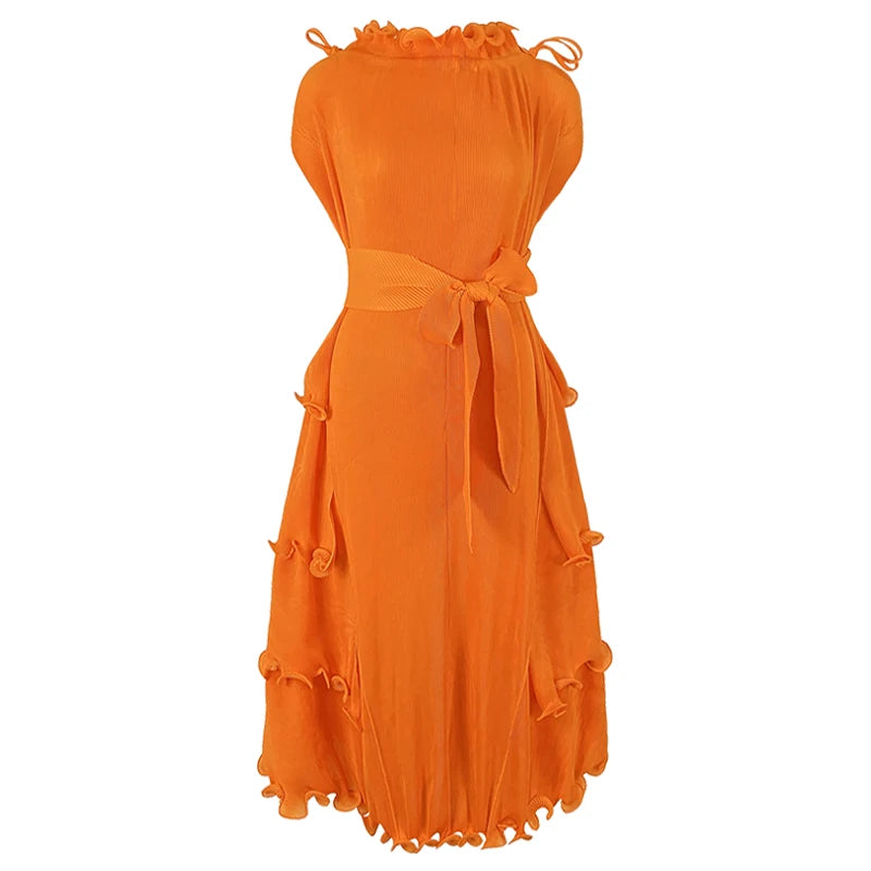 Miyake's New Style Fast Delivery High Quality African Women's Plus Size Pleated Ruffle Dress-meg BEST buys
