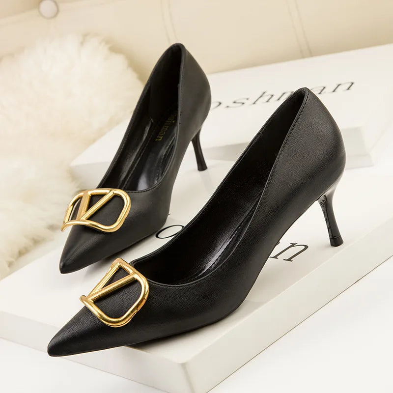 Fashion Women Shallow Pointed-toe High Heels Stilettos Spring Summer Lady Sandals Office Banquet Female Dress Shoes-meg BEST buys