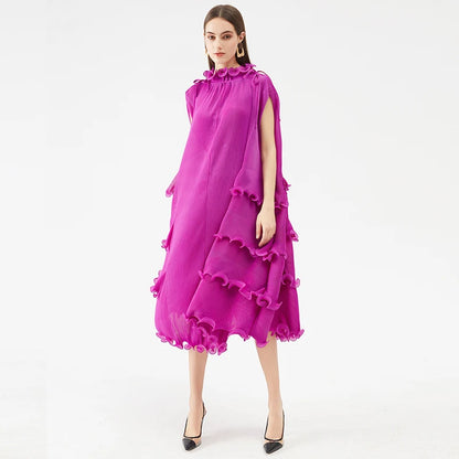 Miyake's New Style Fast Delivery High Quality African Women's Plus Size Pleated Ruffle Dress-meg BEST buys