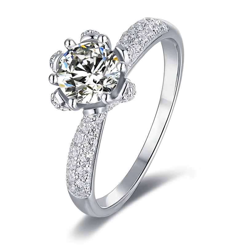 Fine Jewelry Custom logo 1.0ct halo ring 925 sterling silver ring Jewelry Moissanite Diamond women-meg BEST buys