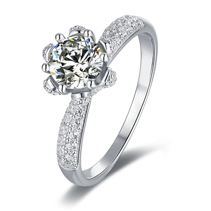 Fine Jewelry Custom logo 1.0ct halo ring 925 sterling silver ring Jewelry Moissanite Diamond women-meg BEST buys
