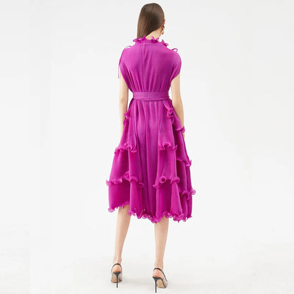 Miyake's New Style Fast Delivery High Quality African Women's Plus Size Pleated Ruffle Dress-meg BEST buys