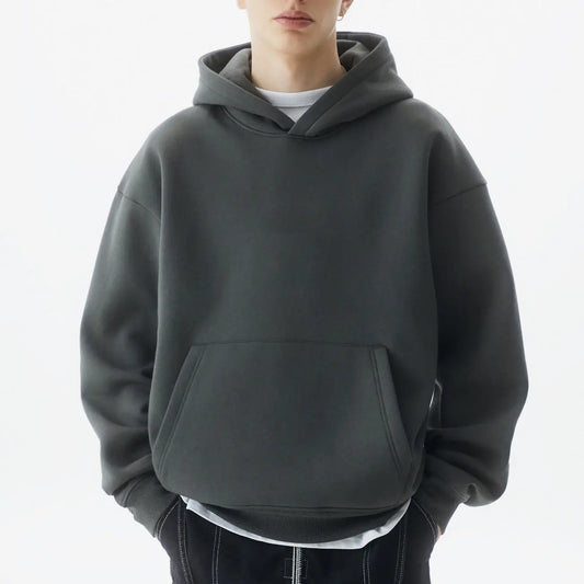 Autumn and winter wholesale plain blank 350 grams oversize pullover men's winter fleece hoodie fleece hooded sweater-meg BEST buys