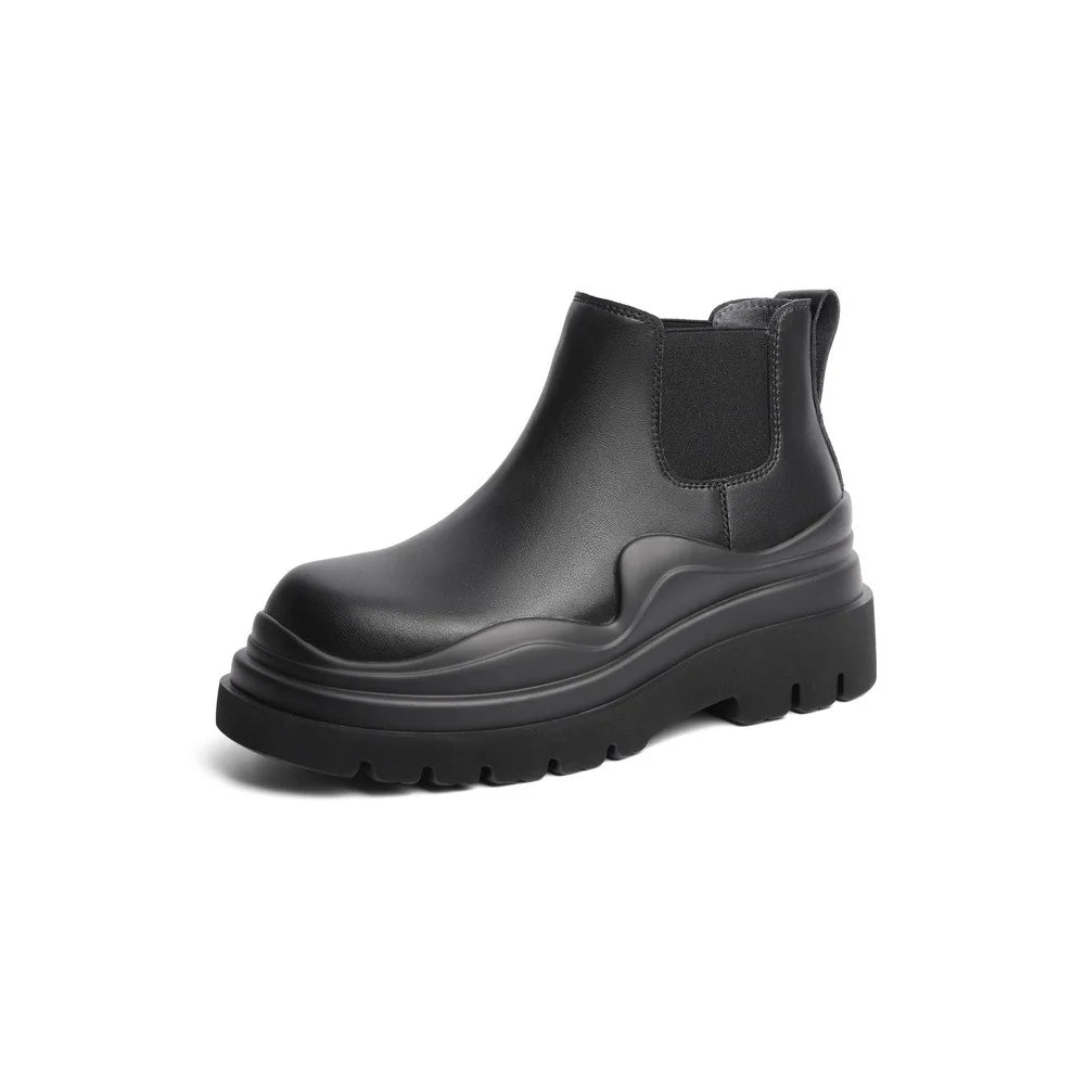 Fashion Solid 2021 Thick Soled Waterproof Leather Chelsea Boots Woman Chelsea Boot-meg BEST buys
