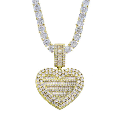 Custom Made Photo Heart Medallions Necklace hip hop iced out bling 5A tennis chain Photo Frame pendant-meg BEST buys