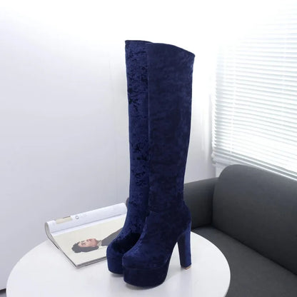 2021 New Trend Plus Size Quality Warm Premium Golden Velvet Knee High Women Boots-meg BEST buys