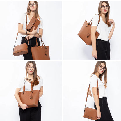 LOVEVOOK 2023 Designer PU Leather Ladies Shoulder Hand bag 3 pcs Luxury Purse and Handbags Set Large Cute Women Tote Bags-meg BEST buys