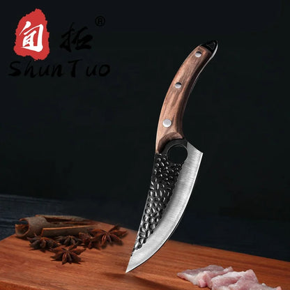 Professional Full Tang 6 Inch Handmade Carbon Steel Handmade Forged Cutting Slaughter Meat Cleaver Boning Butcher Knife-meg BEST buys
