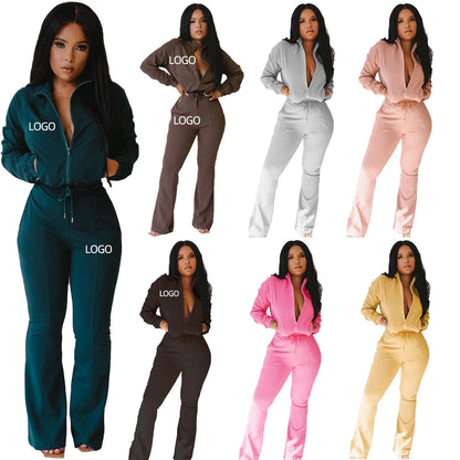 Custom Fall Clothing Track Suit Women Tracksuit Plain Private Label Sweat Suit Jogging Suit Set-meg BEST buys