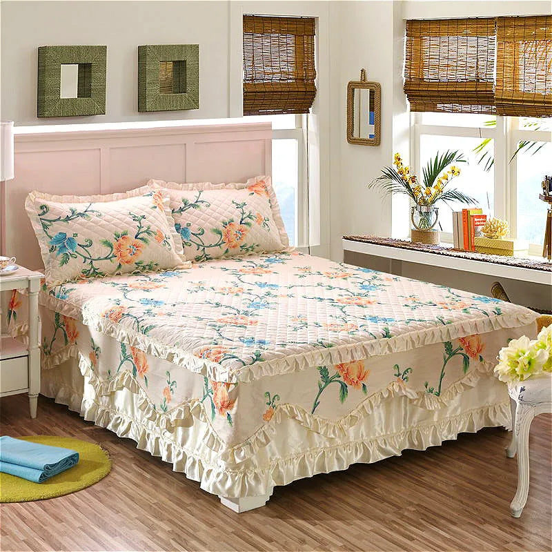 American style floral plant organic 3d printed flower waterproof cotton bed cover-meg BEST buys