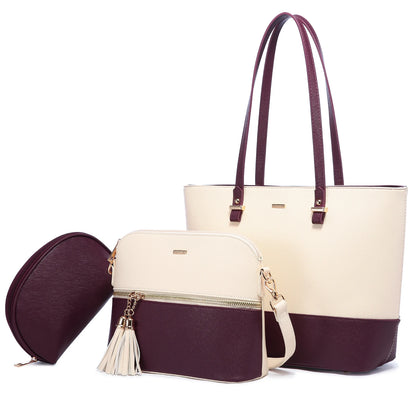 LOVEVOOK 2023 Designer PU Leather Ladies Shoulder Hand bag 3 pcs Luxury Purse and Handbags Set Large Cute Women Tote Bags-meg BEST buys