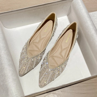 Hot Selling Large Size Rhinestone Luxury Pearl Slip on Loafers Office Lady Moccasins Sepatu 2022 Flat Shoes for Women-meg BEST buys