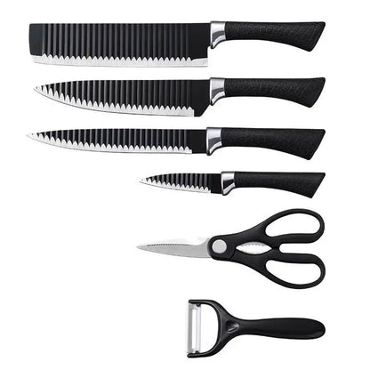In Stock 6 Pieces Scissor Vegetable Fruit Peeler Sharp Stainless Steel Kitchen Knives Set Non-stick Coating Knife Set With Gift-meg BEST buys