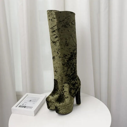 2021 New Trend Plus Size Quality Warm Premium Golden Velvet Knee High Women Boots-meg BEST buys