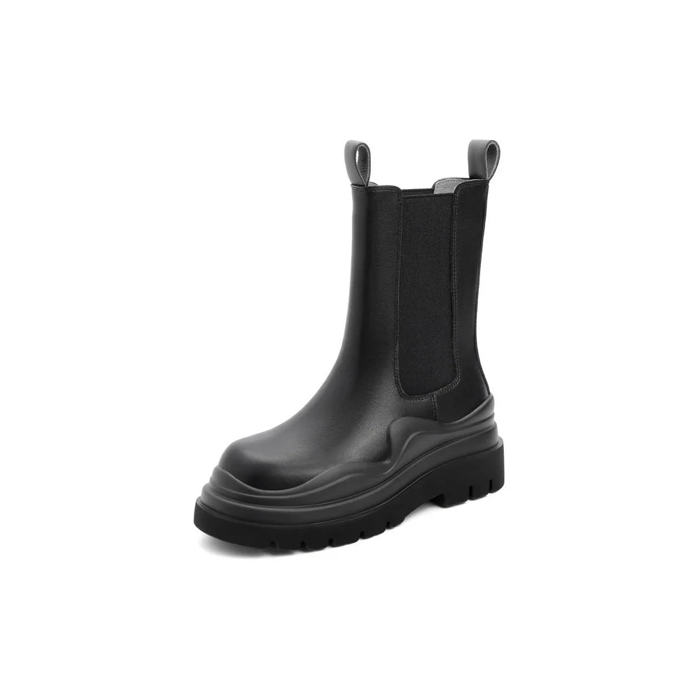 Fashion Solid 2021 Thick Soled Waterproof Leather Chelsea Boots Woman Chelsea Boot-meg BEST buys