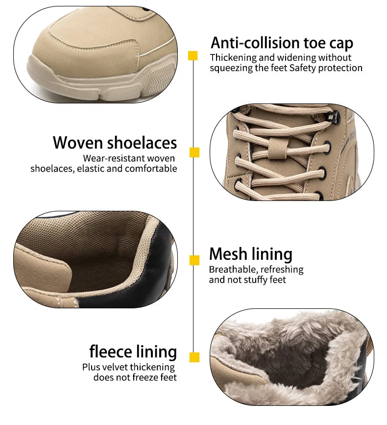 Leather sport light weight women fashionable Plush industrial price high cut work steel toe men brand boots safety shoes-meg BEST buys