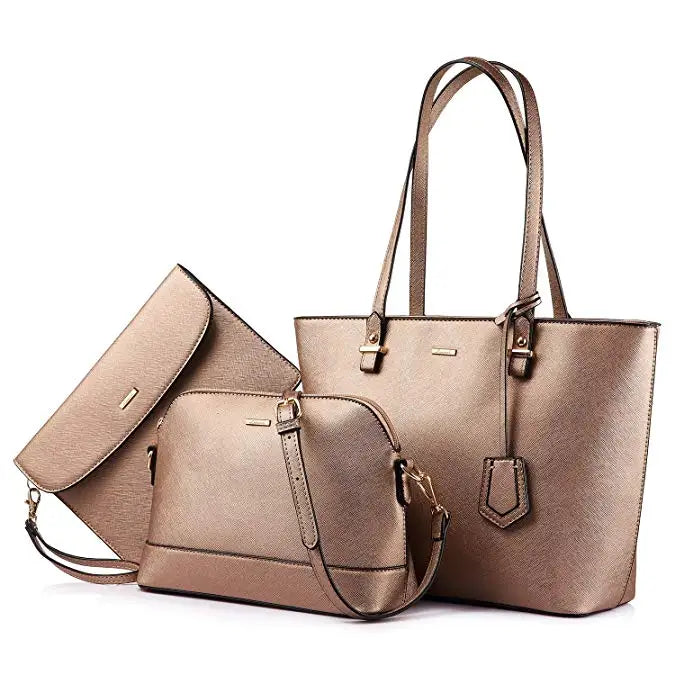 LOVEVOOK 2023 Designer PU Leather Ladies Shoulder Hand bag 3 pcs Luxury Purse and Handbags Set Large Cute Women Tote Bags-meg BEST buys