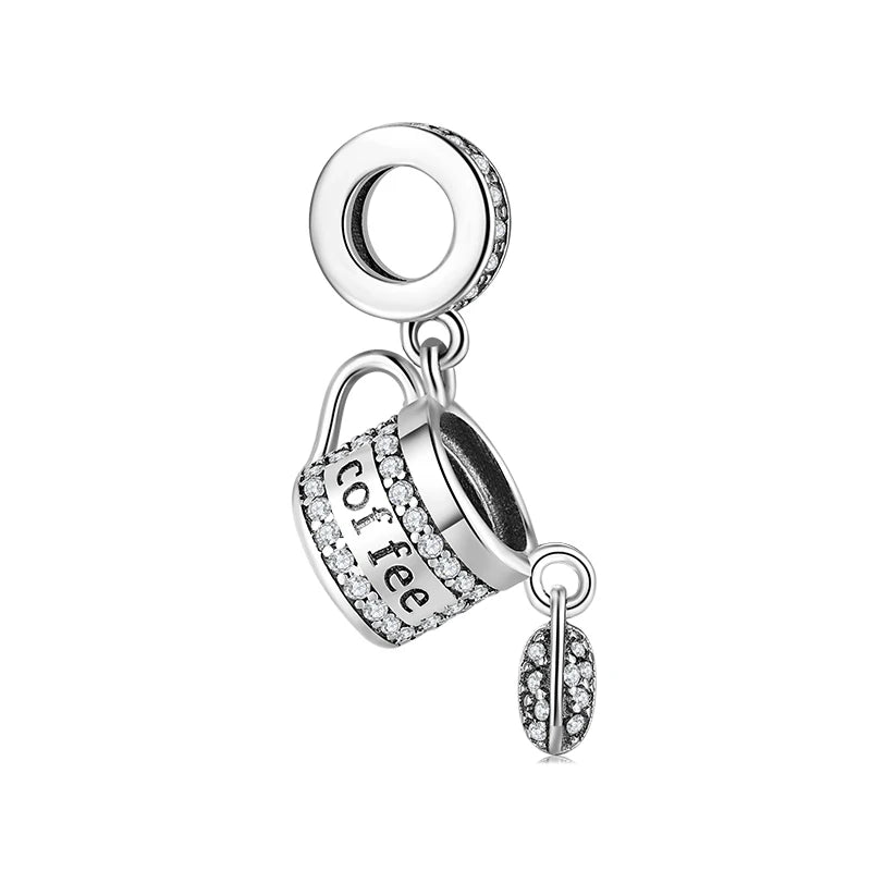 Real 925 Sterling Silver Bright red CZ wine cup fine Beads Fit Charms Bracelets Jewelry making fashion Woman charm custom logo-meg BEST buys