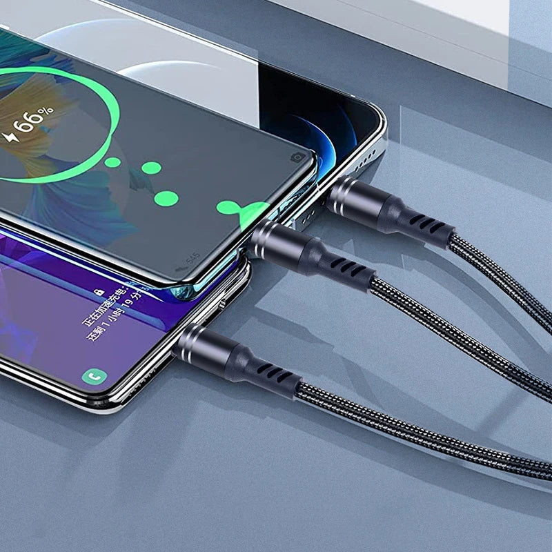 Free sample 2021 On Stock Wholesale 3 In 1 Fast Charging Cable Micro usb fast charging cable-meg BEST buys