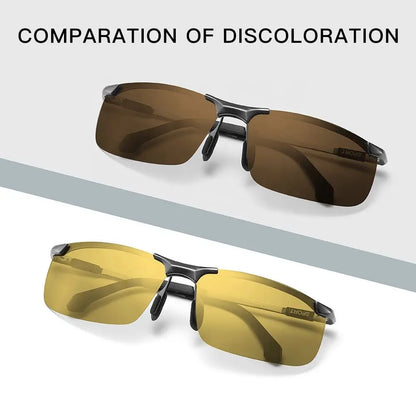CAPONI Night Vision Sunglasses Polarized Photochromic Sun Glasses For Men UV Protect Yellow Driving Sports Glasses BSYS3066-meg BEST buys