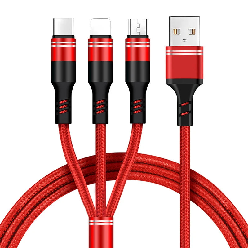 Free sample 2021 On Stock Wholesale 3 In 1 Fast Charging Cable Micro usb fast charging cable-meg BEST buys