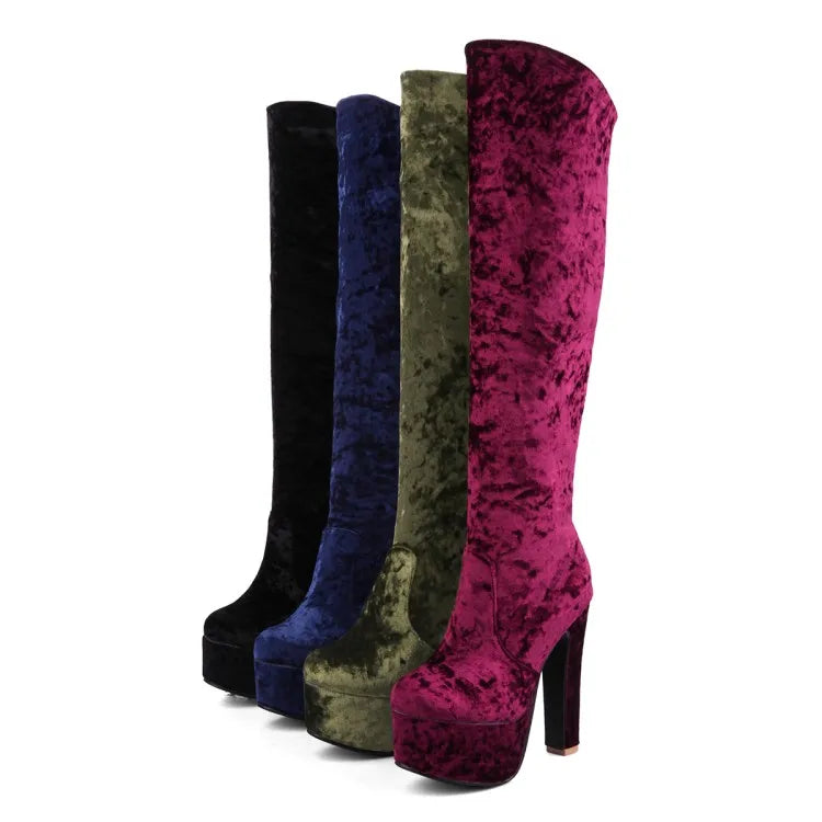 2021 New Trend Plus Size Quality Warm Premium Golden Velvet Knee High Women Boots-meg BEST buys