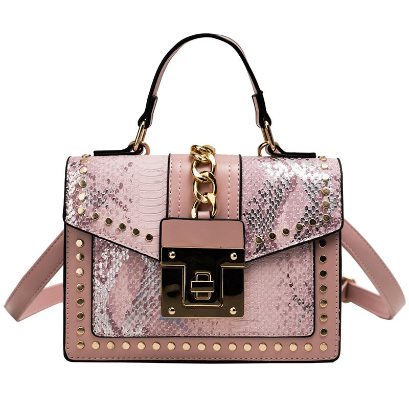 Wholesale fashion designer lock snakeskin pu leather ladies hand bag shoulder crossbody women custom purses and handbags-meg BEST buys