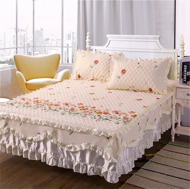 American style floral plant organic 3d printed flower waterproof cotton bed cover-meg BEST buys