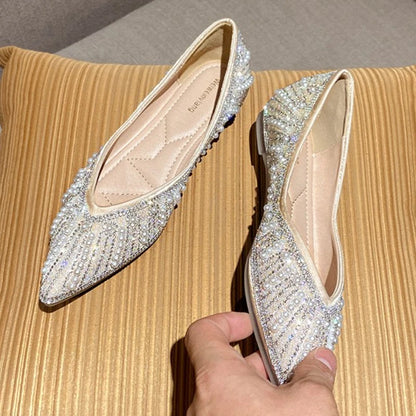 Hot Selling Large Size Rhinestone Luxury Pearl Slip on Loafers Office Lady Moccasins Sepatu 2022 Flat Shoes for Women-meg BEST buys
