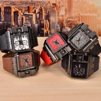 Oulm 3364 Men Luxury Quartz Watches Relojes Montre Homme Rectangle New Style Fashion Leather Band Sport Wrist Watch For Japan-meg BEST buys