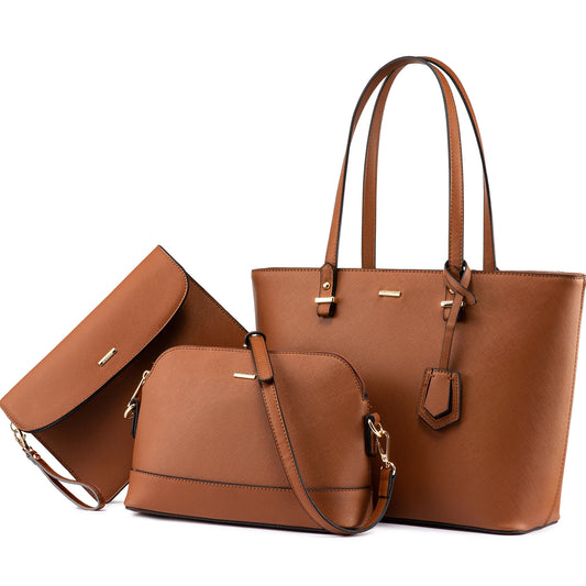 LOVEVOOK 2023 Designer PU Leather Ladies Shoulder Hand bag 3 pcs Luxury Purse and Handbags Set Large Cute Women Tote Bags-meg BEST buys