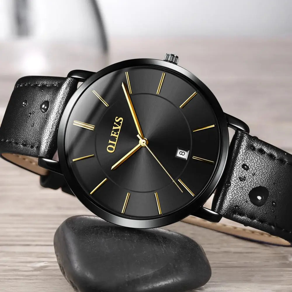 Cheap OLEVS 5869 Men Sport Quartz Watch MinimalistWatches Week And Date Chronograph Watch Fashion Leather Strap Watch For Boy-meg BEST buys