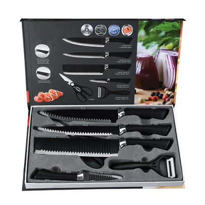 In Stock 6 Pieces Scissor Vegetable Fruit Peeler Sharp Stainless Steel Kitchen Knives Set Non-stick Coating Knife Set With Gift-meg BEST buys
