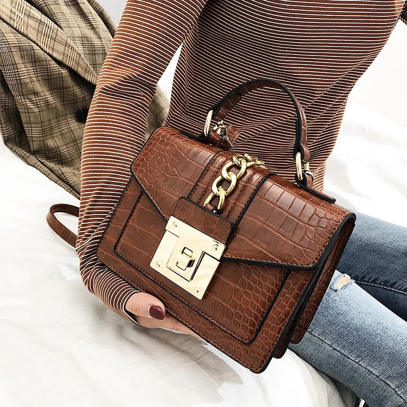 Luxury fashion designer alligator leather purses and handbags ladies hand bag womens shoulder for women-meg BEST buys